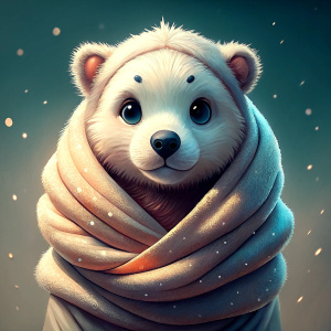 cute polar bear wrapped in blanket