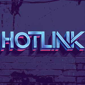 HotLink logo, vibrant red and bold white letters, on a textured, rustic background.