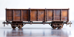 front side old three mini 4bogy train steel old, real photo, natural brown, 