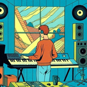 joven escuchando musica en su habitacion rap