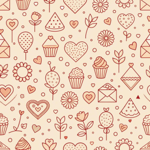 valentine day minimalist doodles for seamless pattern tile, light background