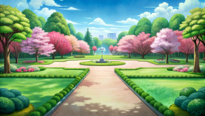 anime park garden background