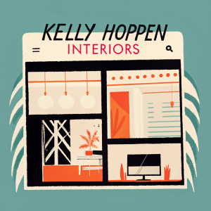 A revamped website for Kelly Hoppen Interiors. Clean, minimalist design featuring a monochrome palette of black and white. The homepage showcases a bold, modern font and sleek graphics.