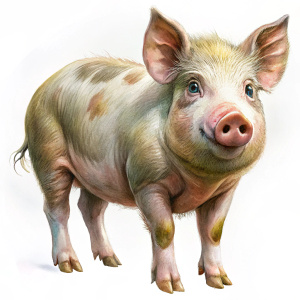 real pig on the white background
