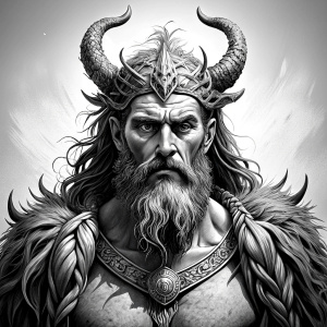 viking god freyr perfect realistic art, high-definition, high-definition grey and black, white background 
