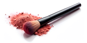 make up brush powder blusher isolated on white background