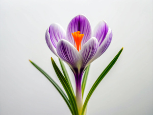 1 Crocus, micro shoot on white background