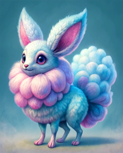 a cotton candy eevee, pastel cotton candy corals, underwater, extremely detailed, intricate details, cinematic lighting, masterpiece, best quality, high resolution