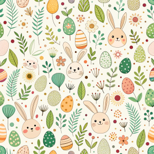 easter minimalist doodles seamless pattern tile, white ground