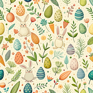 easter minimalist doodles seamless pattern tile, white ground