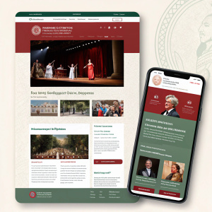 Homepage for International Summer Institute for Ancient Greek Drama & Theatre. User-friendly interface. Rich multimedia gallery. Responsive design for mobile viewing. Subtle color scheme with pops of red and green.
