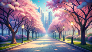 anime park trees street background