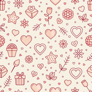 valentine day minimalist doodles for seamless pattern tile, light background