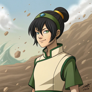 Digital artwork of Toph Beifong from 'The Legend of Korra'.