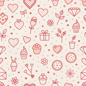 valentine day minimalist doodles for seamless pattern tile, light background