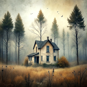 abandoned house in the trees