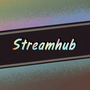 Modern, sleek logo of StreamHub. Clean design with vibrant colors on a sleek gradient background
