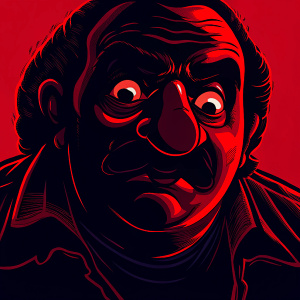 Caricature of Tony Soprano, pencil drawing, exaggerated features