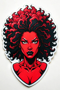 afro red she-hulk comic by mike mignola sticker black white