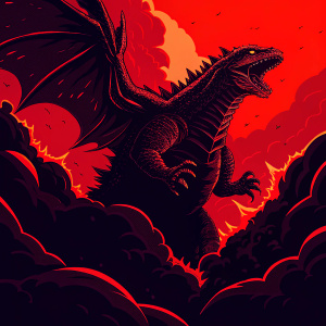 Charizard, a fiery Pokémon, digitally illustrated in a detailed 3D style. Flying amidst a glowing, orange sky, with detailed brown scales.