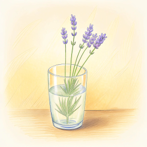 a lavender in a glass cup, Background is clean and pure