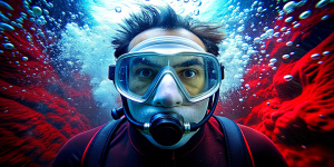 diver underwater with mask