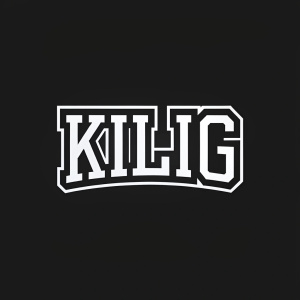A minimalist logo design for Kilig. Sans-serif font, bold letters, uniform thickness, centered on a black background, emphasizing modern and clean aesthetic.