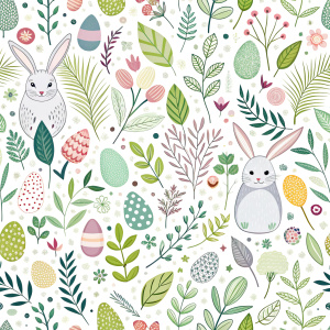 easter minimalist doodles seamless pattern tile, white ground