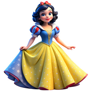 prenses snow white, full body,cartoon ,white background