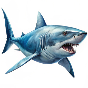 Illustration of a shark, PNG transparent background, isolated on white, by Generative AI
