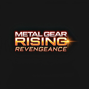 The title screen of Metal Gear Rising: Revengeance. Futuristic, electric font, intense lighting effects, solid black background.
