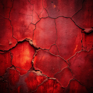 Red grunge texture background of cement plaster wall with cracks