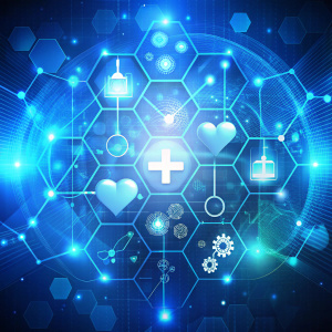 Blue Medical Science Futuristic Technology Abstract Background. Blue Medical Science Technology Abstract Background