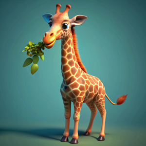 giraffe.eats leaves. pixar 3d
