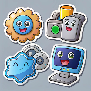 IT technology startup funny stickers set, isolated on white background