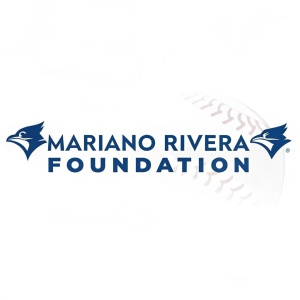 Promotional image for the Mariano Rivera Foundation featuring a sleek logo design. The logo incorporates a bold blue bird icon with the foundation's name in modern, readable font. Set against a clean white backdrop.