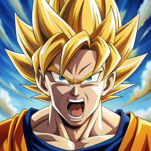 El rostro de goku, con cara de supersayayin
