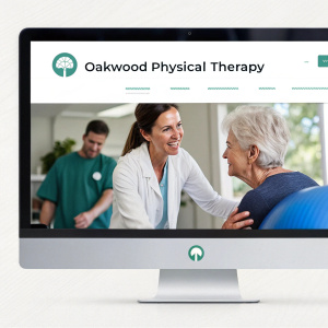 Website for Oakwood Physical Therapy. Features include testimonial section, appointment scheduling, and sports injury recovery stories. Design is modern, with a focus on user-friendly navigation and professional imagery.