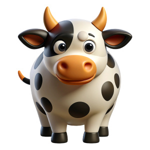 una vaca lechera con manchas blancas y negras de perfil. Sin cuernos. Que se vea la ubre