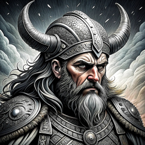 viking warrior perfect realistic art, high-definition, high-definition grey and black, white background 