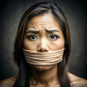 beautiful filipina bound and gagged, (cloth gag in her mouth)