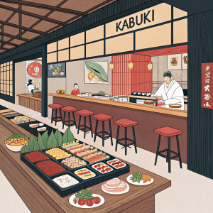 Kabuki, a haven for food lovers, showcases an array of Japanese delicacies. Innovative sushi, sashimi, and nigiri dance alongside rich wagyu and crispy tempura, set against a backdrop of various Asian cuisines.