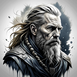 odin perfect realistic art, high-definition, high-definition grey and black, white background 