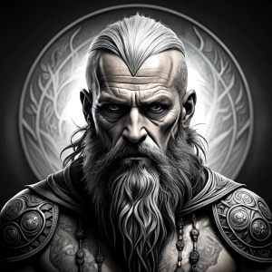 Nordic God Balder - perfect realistic art, high-definition grey and black, white background tattoo design