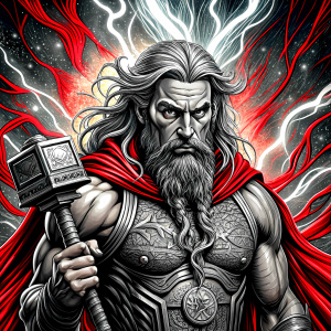 god thor with hammer perfect realistic art, high-definition, high-definition grey and black, white background 