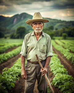 Latin farmer working the land