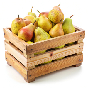 Pear Conference Wooden Crate isolated on white background