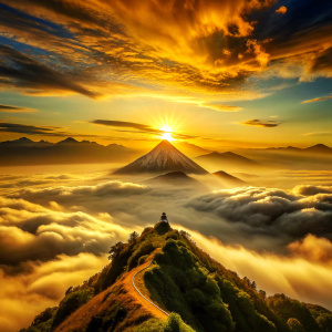 sunset on mountain top