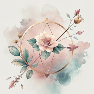 Create a logo that embodies spiritual transformation and growth. The design should integrate alchemical and spiritual symbols, such as a spiral, phoenix, or lotus, in a harmonious and abstract way. Use a color palette of soft golds, gentle purples, teal, and green to evoke a sense of enlightenment, clarity, and renewal. 