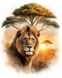 africa savana wild themed, realistic, brush lines draw